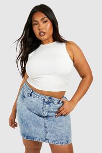 Boohoo Plus Acid Wash Gebleekte Spijkerrok, Acid Wash Dark Blue