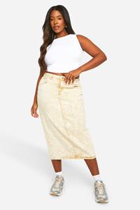Boohoo Plus Gebleekte Maxi Spijkerrok, Sand