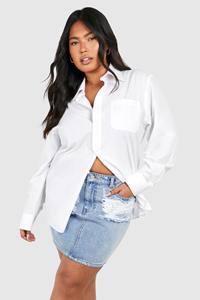 Boohoo Plus Versleten Mini Spijkerrokje, Light Wash