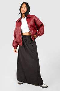 Boohoo Petite Katoenen Poplin Maxi Rok, Black