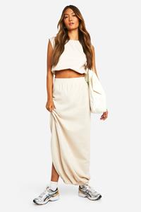 Boohoo Bolletjes Midi Rok Met Split, Cream