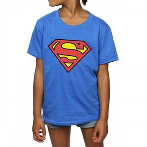 Katoenen T-shirt met Superman-meisjeslogo 7-8 Years koningsblauwe kleur