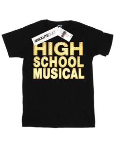 Katoenen T-shirt voor Disney High School Musical voor meisjes met het Musical Lights-logo 12-13 zwart