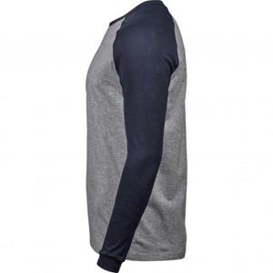 Tee Jay Heren Heather honkbal T-shirt L grijs/Vloot