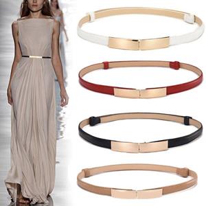 Happypilot Riem Jurk Eenvoudige Mode Vrouwen Leer Dunne Metalen Gesp Tailleband Riem Jurk Accessoires wit