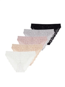 Dorina 5-pack - dames onderbroeken brief slip dames kant - Myla - Kanten dames heupslips microfiber