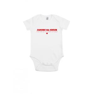 Ma Petite Tribu Romper - IK HOU VAN MIJN ZUS (Zij is degene die dit bodysuit voor mij heeft gekocht -) 3/6 mois wit