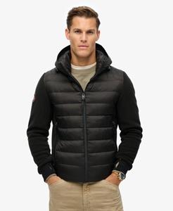 Superdry Mannen Storm Bomberjack van Fleece met Capuchon Zwart