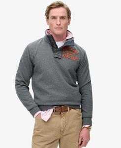 Superdry Mannen Vintage Athletic Sweatshirt met Halve Knoopsluiting Donkergrijs