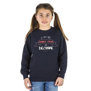 We are family Sweat Enfant JE SUIS UNE GRANDE SŒUR QUI DÉCHIRE 4 ans marineblauwe kleur