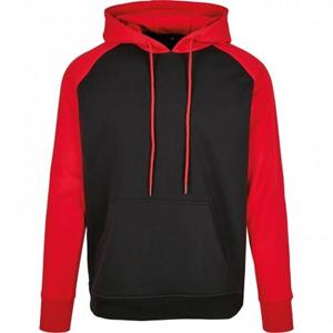 Build Your Brand Bouw uw merk Basic Raglan-hoodie voor heren XS rood/zwart