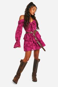 Boohoo Skater Jurk Met Textuur En Ruches, Plum