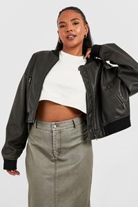 Boohoo Plus Oversized Nepleren Vintage Bomberjack, Grey