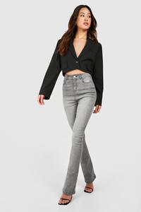 Boohoo Tall Lichtgrijze Flared High Waist Skinny Jeans, Light Grey