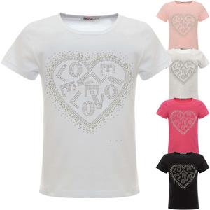 BEZLIT Mädchen Sommer Shirt mit Kunst-Perlen und Glitzersteinchen 104 zwart