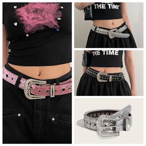 JGncbfl954 Riemen met sterstrass Y2K Retro dames zilver