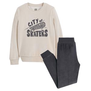 LA REDOUTE COLLECTIONS Pyjama in fluweel, bedrukt met skateboard