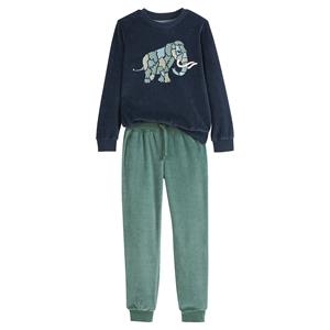 LA REDOUTE COLLECTIONS Pyjama in fluweel, mammoet motief