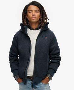 Superdry Mannen Bonded Gebreid Bomberjack met Capuchon Donkerblauw