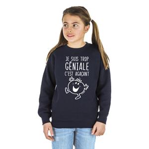 Monsieur Madame Sweat Enfant JE SUIS TROP GÉNIALE C'EST AGAÇANT 4 ans marineblauwe kleur