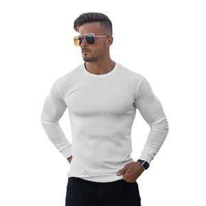 Muscleguys American Casual Heren Oversized Lange Mouw Strakke Effen Kleur Herfst en Winter Pullover Top M zwart