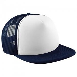 Beechfield vintage effen truckerpet met snapback One Size limoengroene kleur/wit