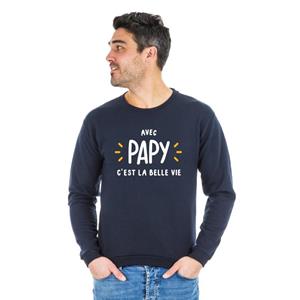 We are family Herensweater - MET PAPY IS HET HET MOOIE LEVEN XS marineblauwe kleur