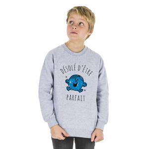 Monsieur Madame Kindersweater SORRY DAT HET PERFECT IS 4 ans heide grijze kleur
