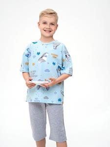 Lichtblauw ISSA Plus T-shirt met print 134 diep hemelsblauwe kleur