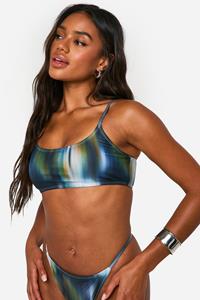 Boohoo Korte Bikini Top Met Wazige Print, Multi