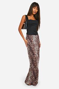 Boohoo Jersey Luipaardprint Maxi Rok, Leopard