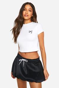 Boohoo Mini Rokje Met Touwtjes, Bolletjes En Bolletjes, Black