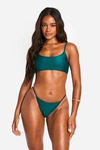 Boohoo Tanga Bikini Broekje Met Wazige Print, Emerald