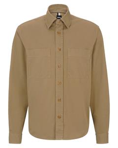 Herenhemd Boss Linnen Print in Beige