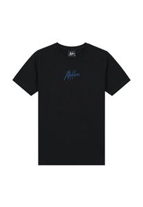Malelions Junior Striped Signature T-Shirt | Black/Cobalt