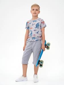 ISSA Plus dinosaurus camouflage T-shirt 128 diep hemelsblauwe kleur