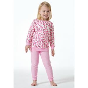 Schiesser Pyjama lengte organic cotton manchetten hartjes rosé - Girls World 