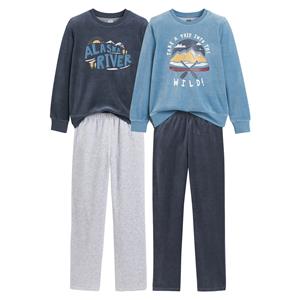 LA REDOUTE COLLECTIONS Set van 2 pyjama's in fluweel, bergenprint
