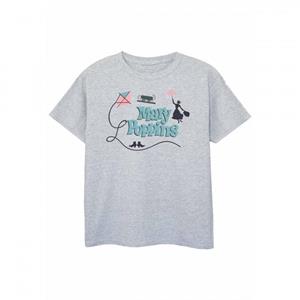 Mary Poppins T-shirt met logo voor meisjes 12-13 wit