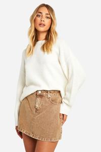 Boohoo Gebleekt Micro Mini Spijkerrokje, Light Sand