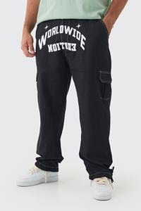 Boohoo Plus Baggy Cargo Worldwide Broek, Black