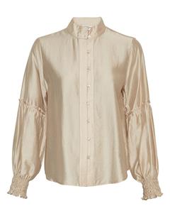 Moss Copenhagen Champagne satijnlook blouse ruffle details kitlyn romina