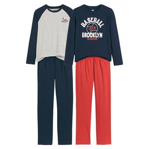 LA REDOUTE COLLECTIONS Set van 2 pyjama's in katoen, baseball motief