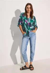 cecil Gedessineerde seersucker blouse