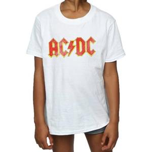 AC/DC katoenen T-shirt met versleten logo voor meisjes 12-13 wit
