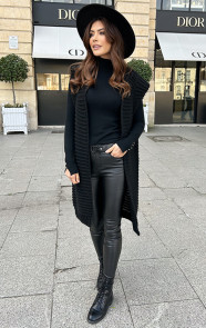 The Musthaves Gebreid Maxi Gilet Zwart