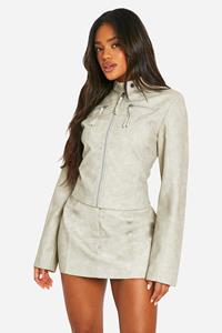 Boohoo Gebleekt Nepleren Mini Rokje, Grey