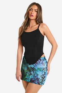 Boohoo Uienhuid Mini Rokje Met Print, Blue