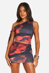 Boohoo Bloemenprint Mini Rokje Met Zijstrikjes, Black