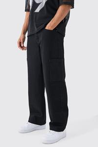 Boohoo Onbewerkte Baggy Cargo Jeans, True Black